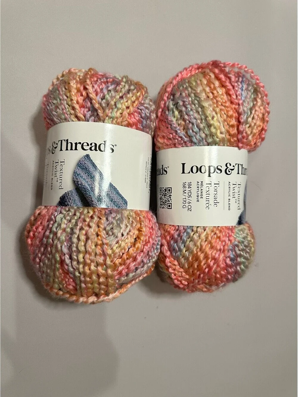 BRAND NEW 2 Skeins Loops & Threads Textured Twist Yarn - Dusty Sky